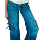 Risen - Felicia Cargo Pocket Wide Leg Jeans