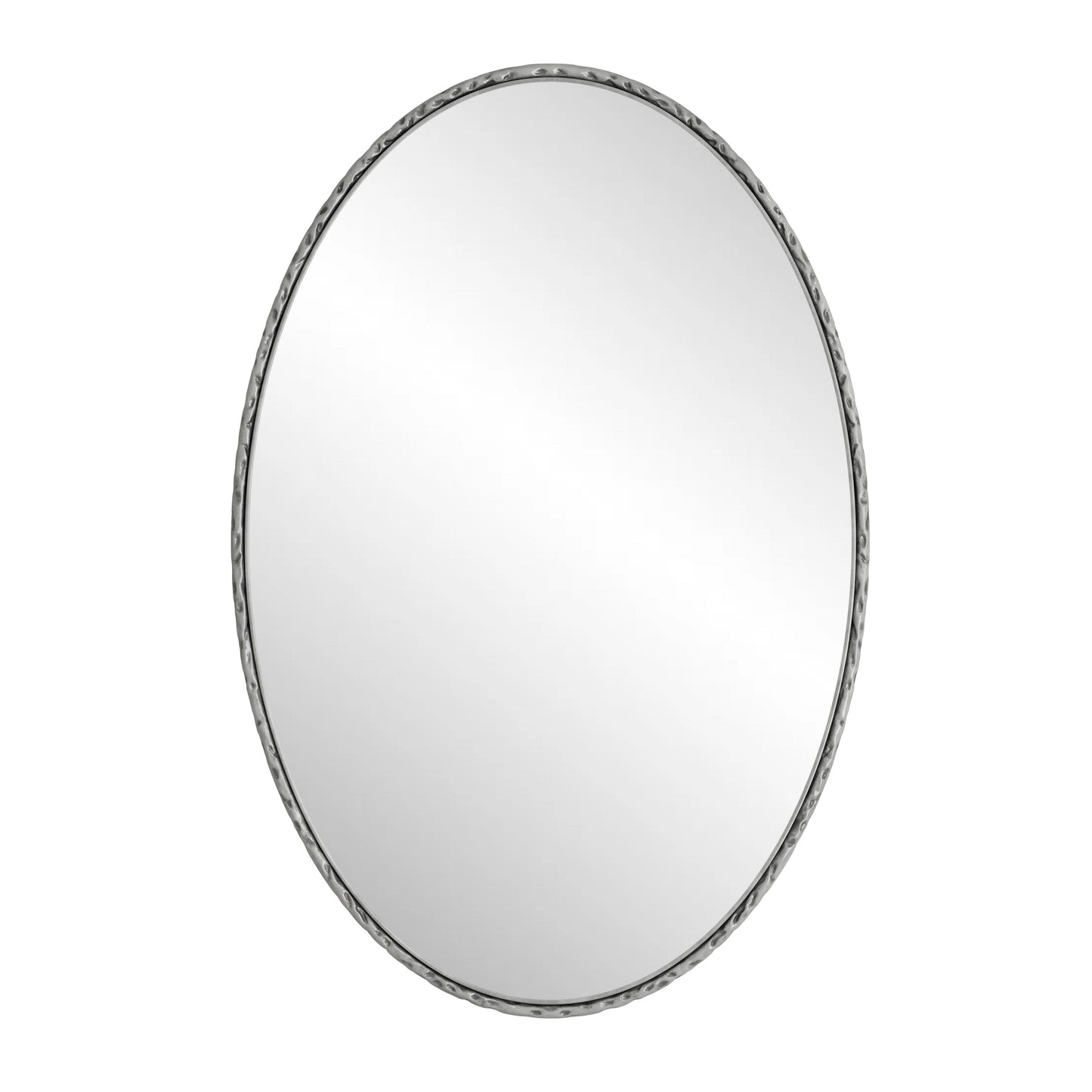 Iron Art Oval Retro Mirror with Antique Effect in Silver
