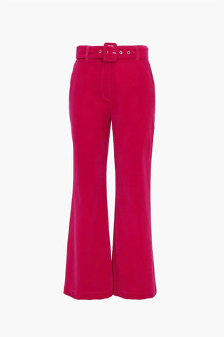 Adelyn Rae - Bella Belted Velvet Trousers | Fuchsia