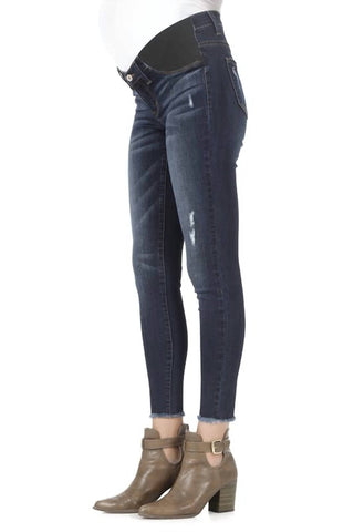 Kancan - Maternity Distressed Frayed Ankle Jeans