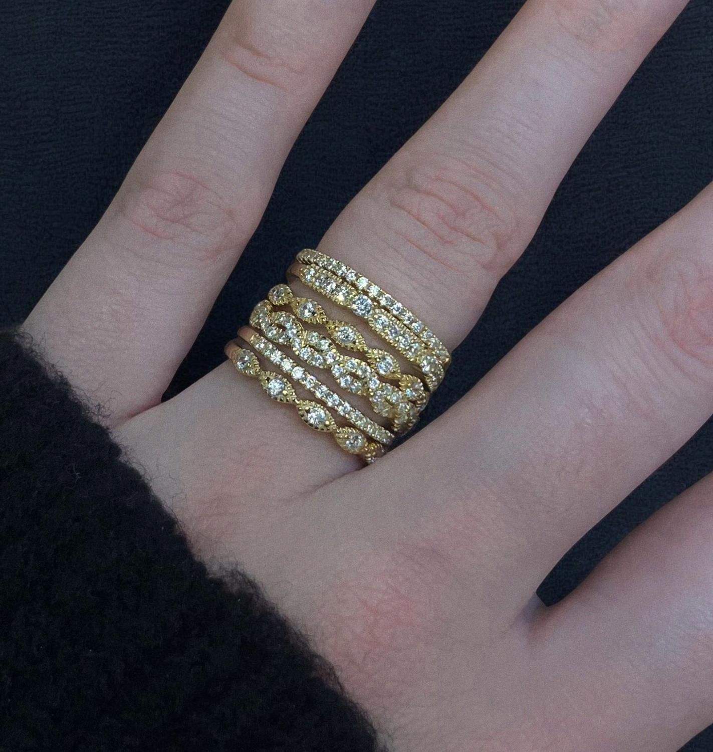 Allyanna Gifts - Women's 6 Band Cubic Zirconia Stackable Ring Set