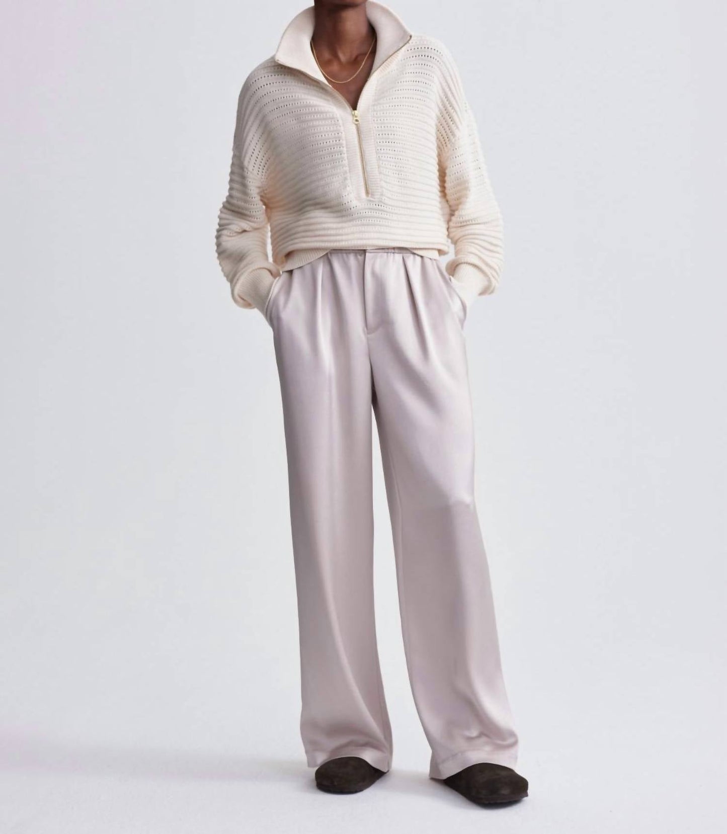 Varley - Tara Pointelle Half-zip Knit Pullover