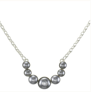 Marjorie Baer - Women's Semi Circle Arc Grey Cabochons On Chain Necklace