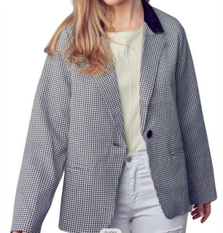 &Merci - Contrast Lapel Collar Houndstooth Blazer