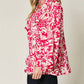 Double Take - Full Size Printed Ruffle Trim Balloon Sleeve Shirt