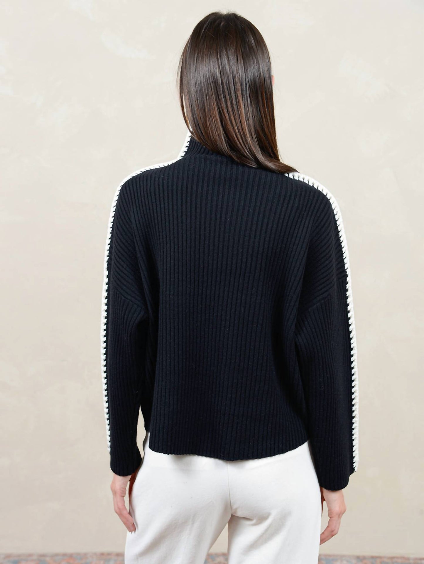 27 Miles Malibu - Marullo Stitch Cashmere Mock Neck Sweater