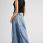 Free People - Come As You Are Denim Maxi Skirt in Medium Indigo