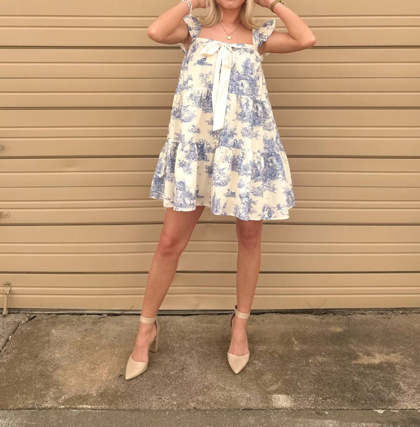 Aureum - Caroline Toile Ruffle Mini Dress