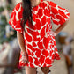 Umgee - Abstract Print Two Tone Red Dress