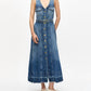Ganni - Light Denim Belt Midi Dress