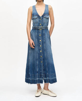 Ganni - Light Denim Belt Midi Dress
