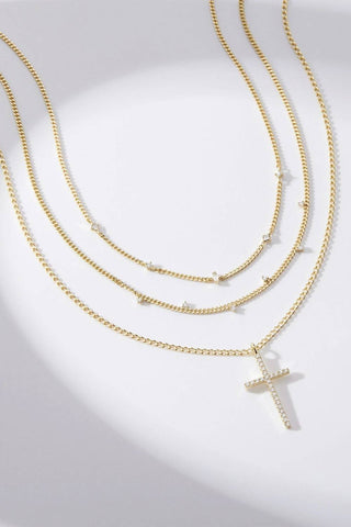 Eklexic - Women's Cz Cross Pendant Necklace