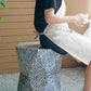 19x19x20" Tapered Blue Garden Capiz Stool, Accent Side Table