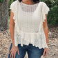 &Merci - Crochet Flutter Sleeve Sweater Top