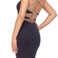 Abby Paris - Sparkle Sweetheart Neck Mini Dress Open Back