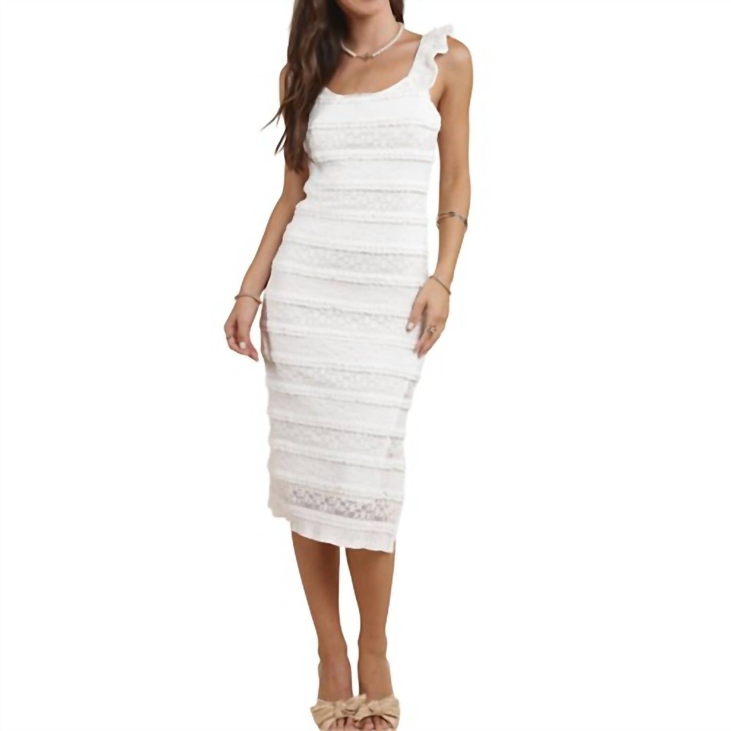 Sadie & Sage - Women's Bay Breeze Ruffle Slv Lace Midi Dress