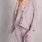 Labiz Fashion - V-neck Wide Cuff Knit Cardigan And Pants