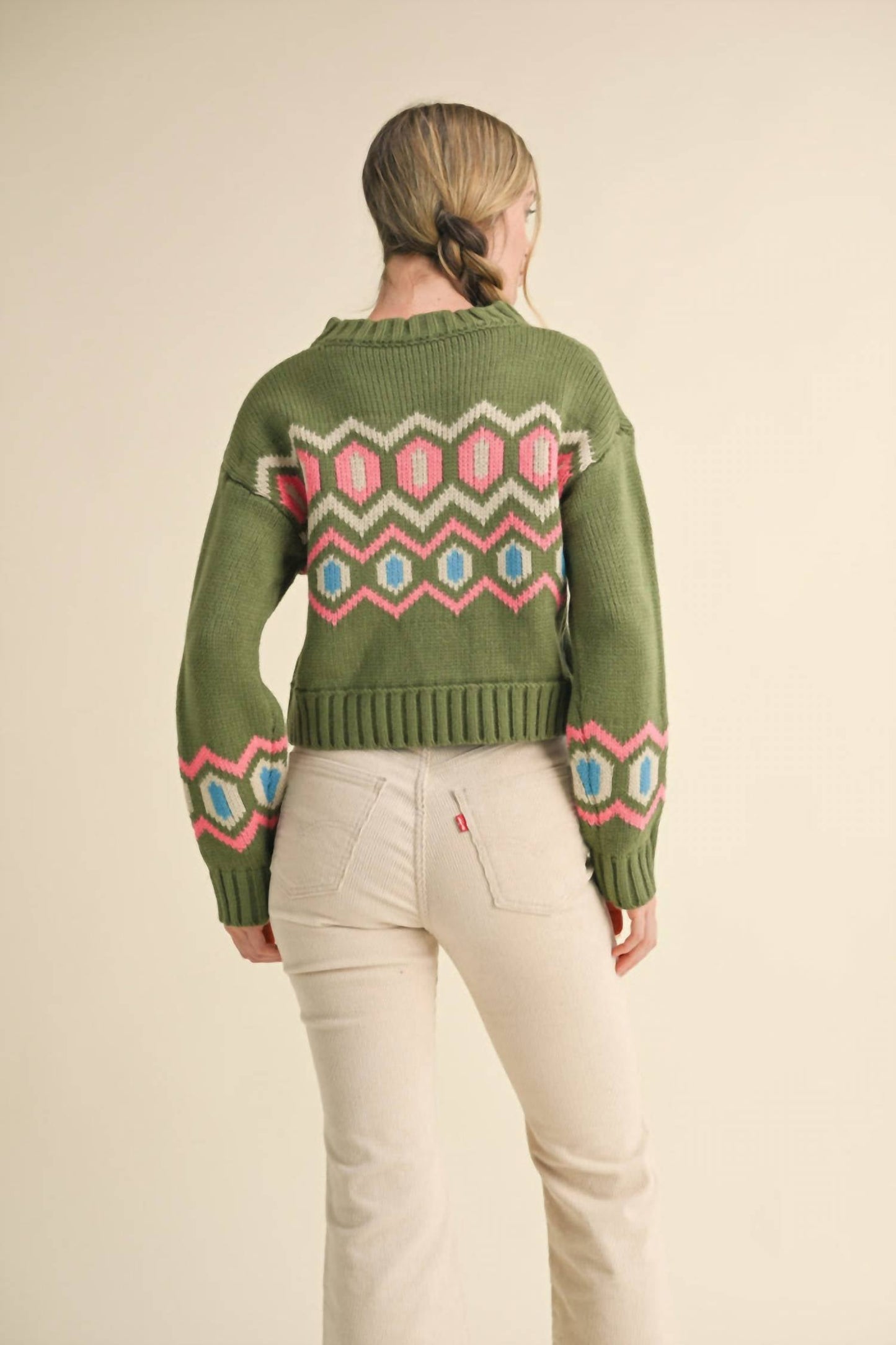 &Merci - Stay Cozy Geometric Pattern Sweater