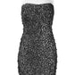 Theia - Strapless All Over Rhinestone And Bead Detail Mesh Dress