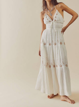 Free People - Real Love Embroidered Halter Maxi Dress