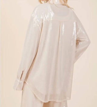 Geegee - Sequin Oversized Button Up Blouse