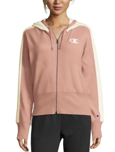 Champion Women's Plus Heritage Herringbone Accent Zip Hoodie Pink Size 1X