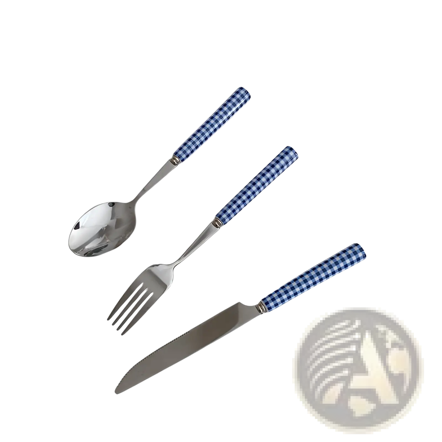Checkered Stainless Steel Cutlery Tableware Set