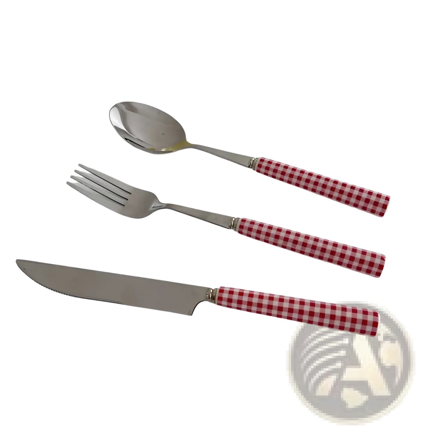 Checkered Stainless Steel Cutlery Tableware Set