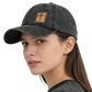 Christian Cross Leather Patch Baseball Hat Distressed