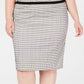 Calvin Klein Women's Plus Size Piped-Trim Skirt Gray Size 14W
