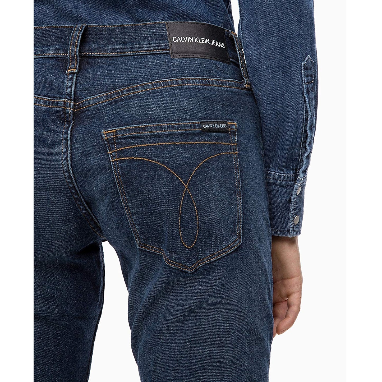 Calvin Klein Women's Mid Rise Slim Leg Jeans Hamptons Blue Dark Size 27" x 30"