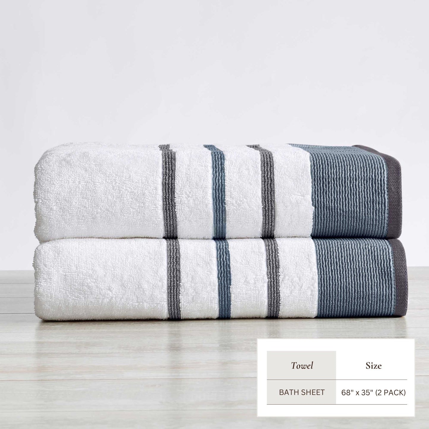 Decorative Cotton Stripe Bath Towel Set - Noelle Collection