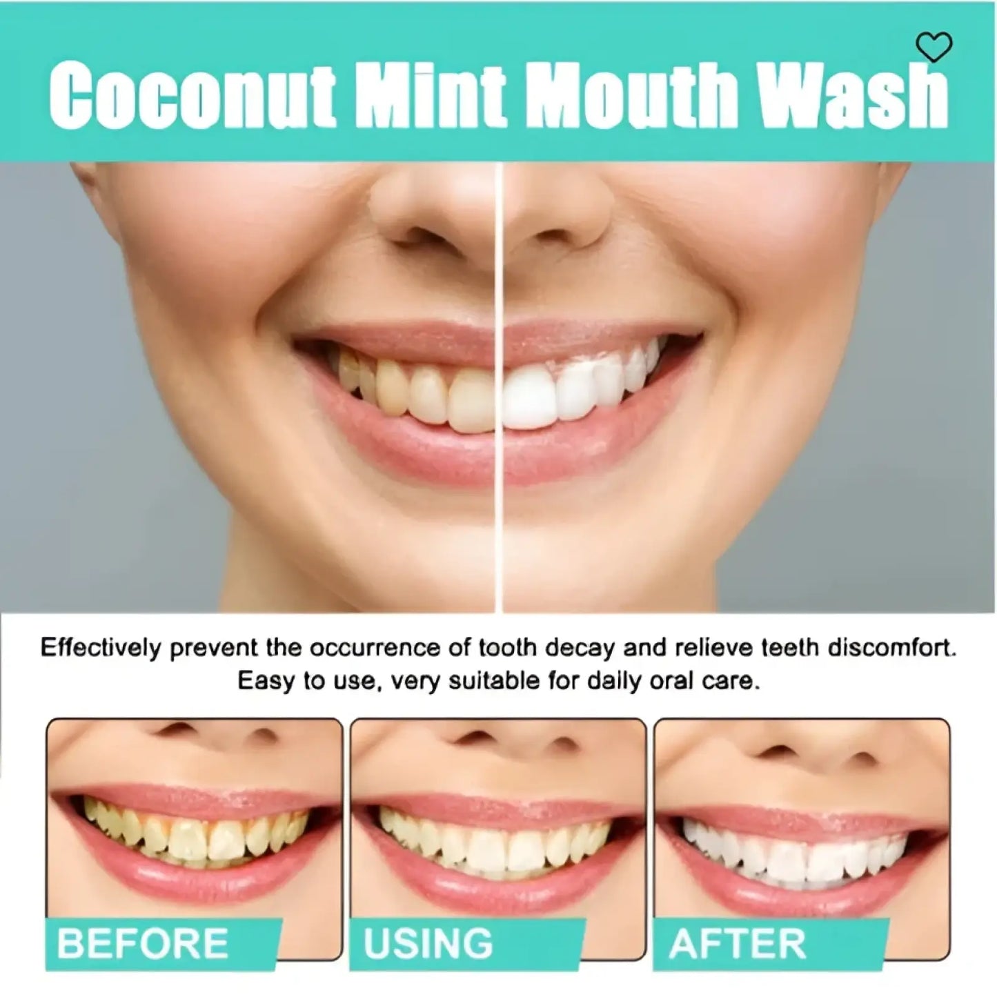 Coconut Mint Mouthwash Teeth Whitening Oral Care 50ml