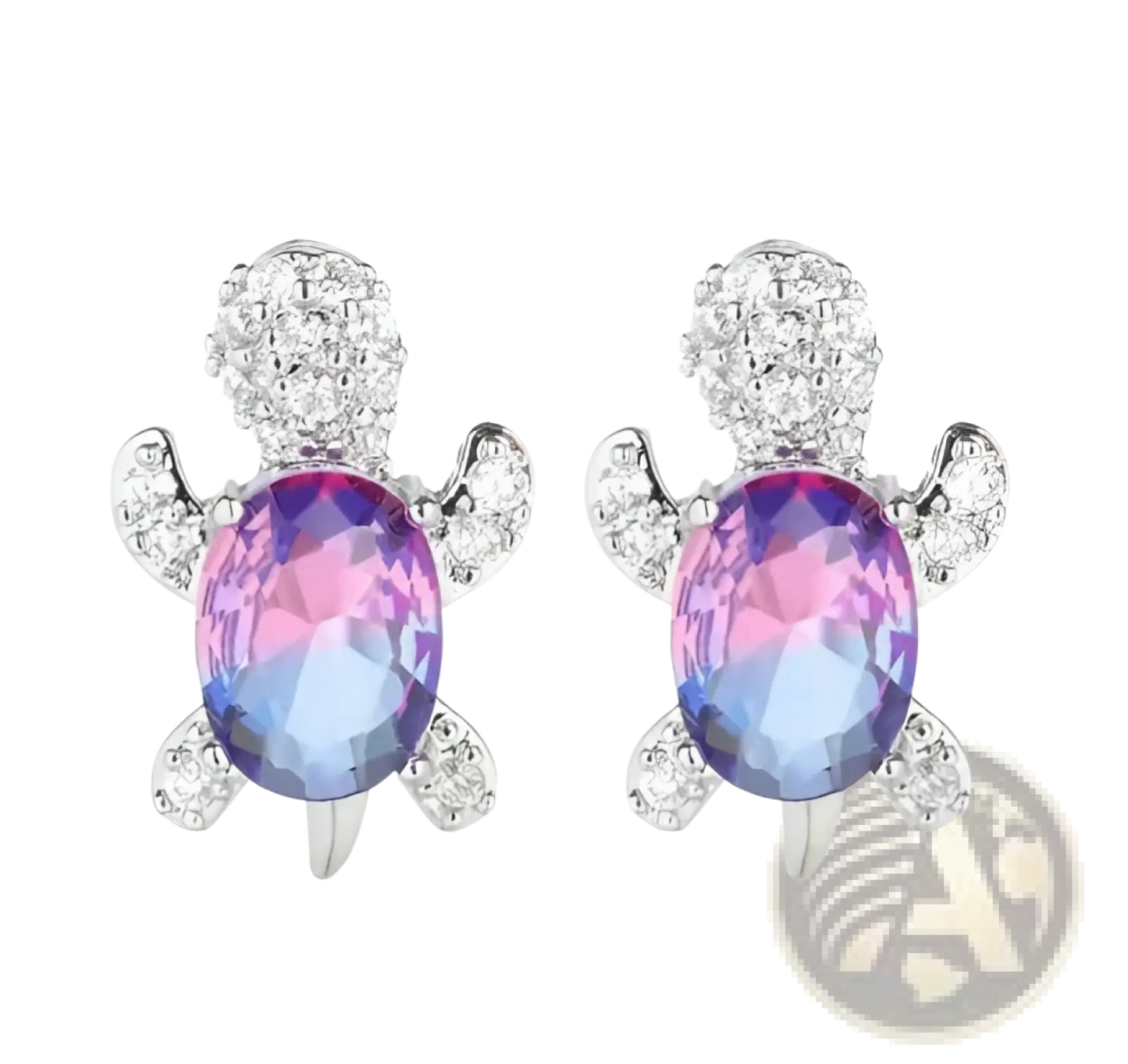 Colorful Crystal Turtle Stud Earring Set
