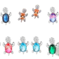 Colorful Crystal Turtle Stud Earring Set