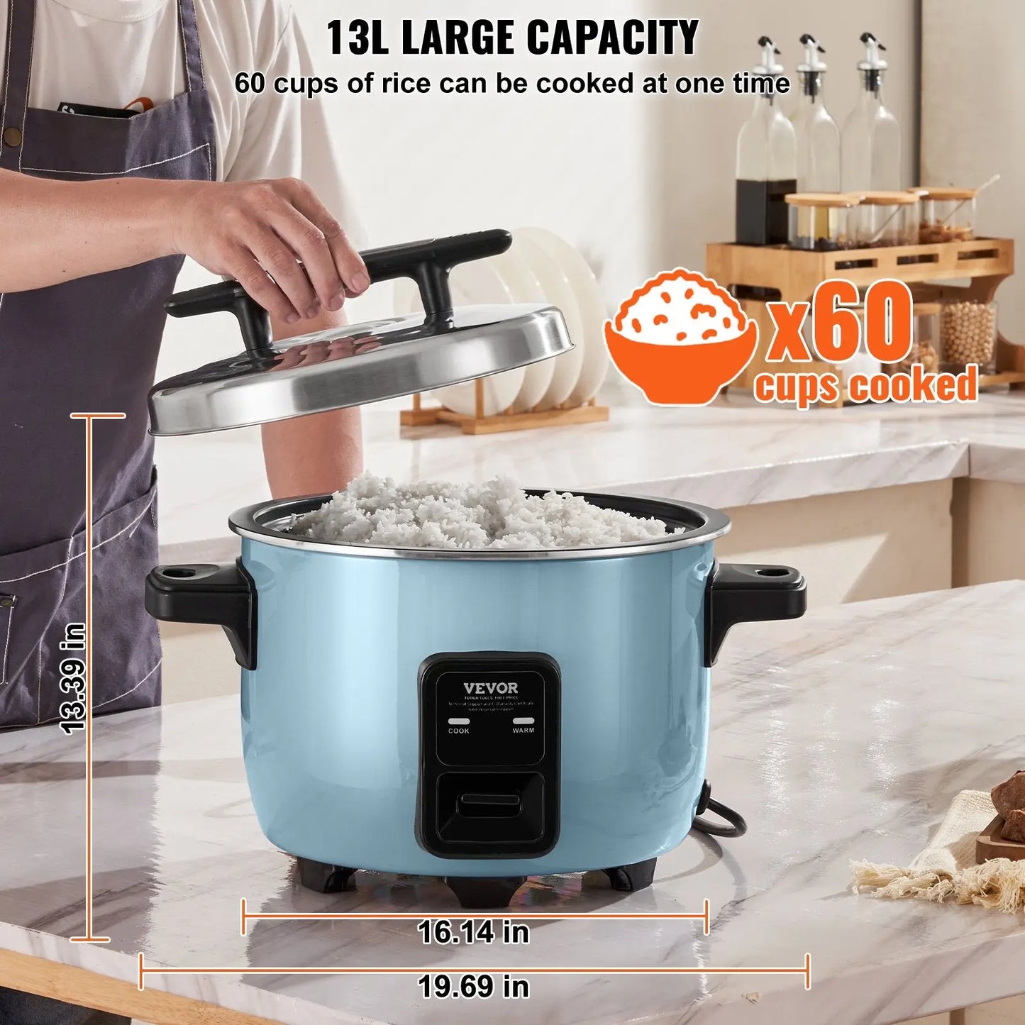 Commercial Rice Cooker 60 Cup 13l Non Stick Pot
