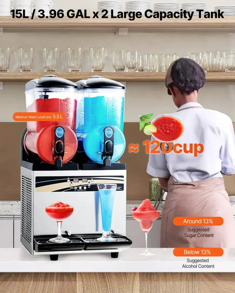 Dual Tank 15l Commercial Slushy and Frozen Drink Machine