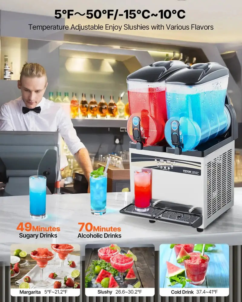 Dual Tank 15l Commercial Slushy and Frozen Drink Machine
