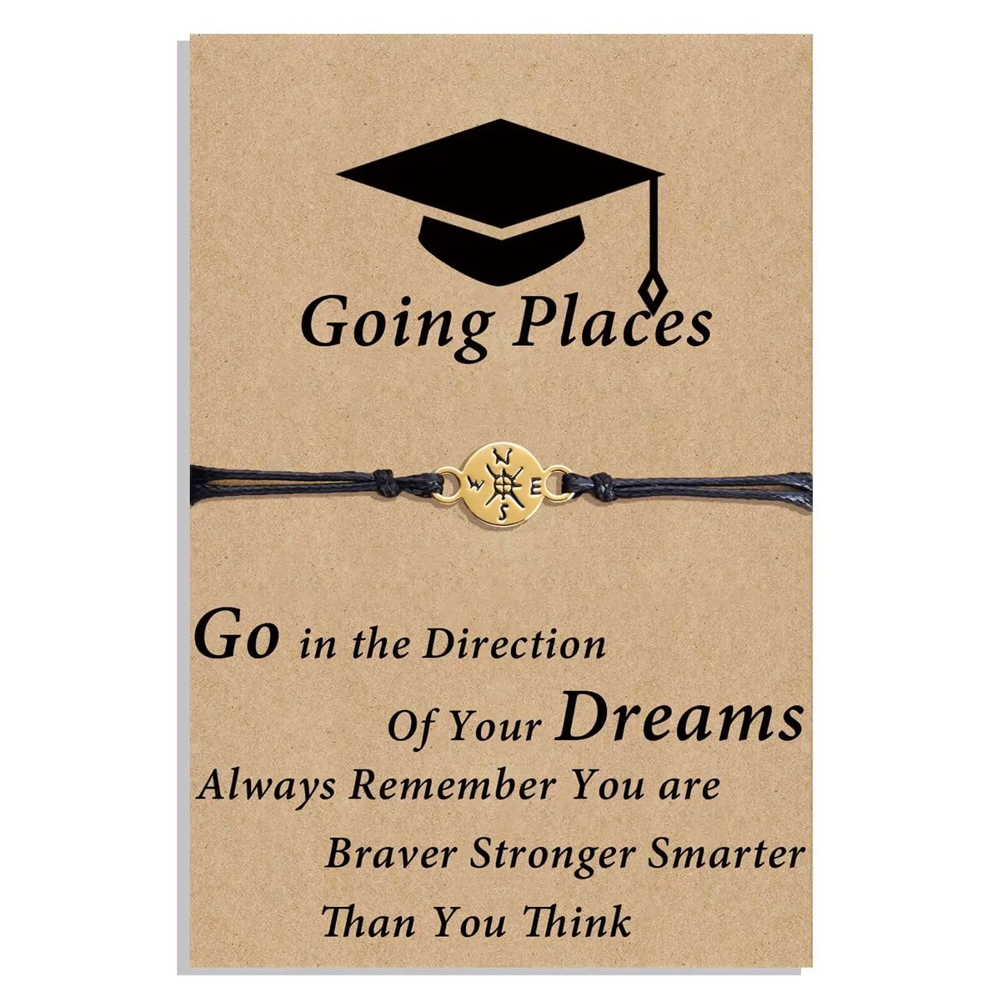 Compass Charm Graduation Adventure Cord Bracelet