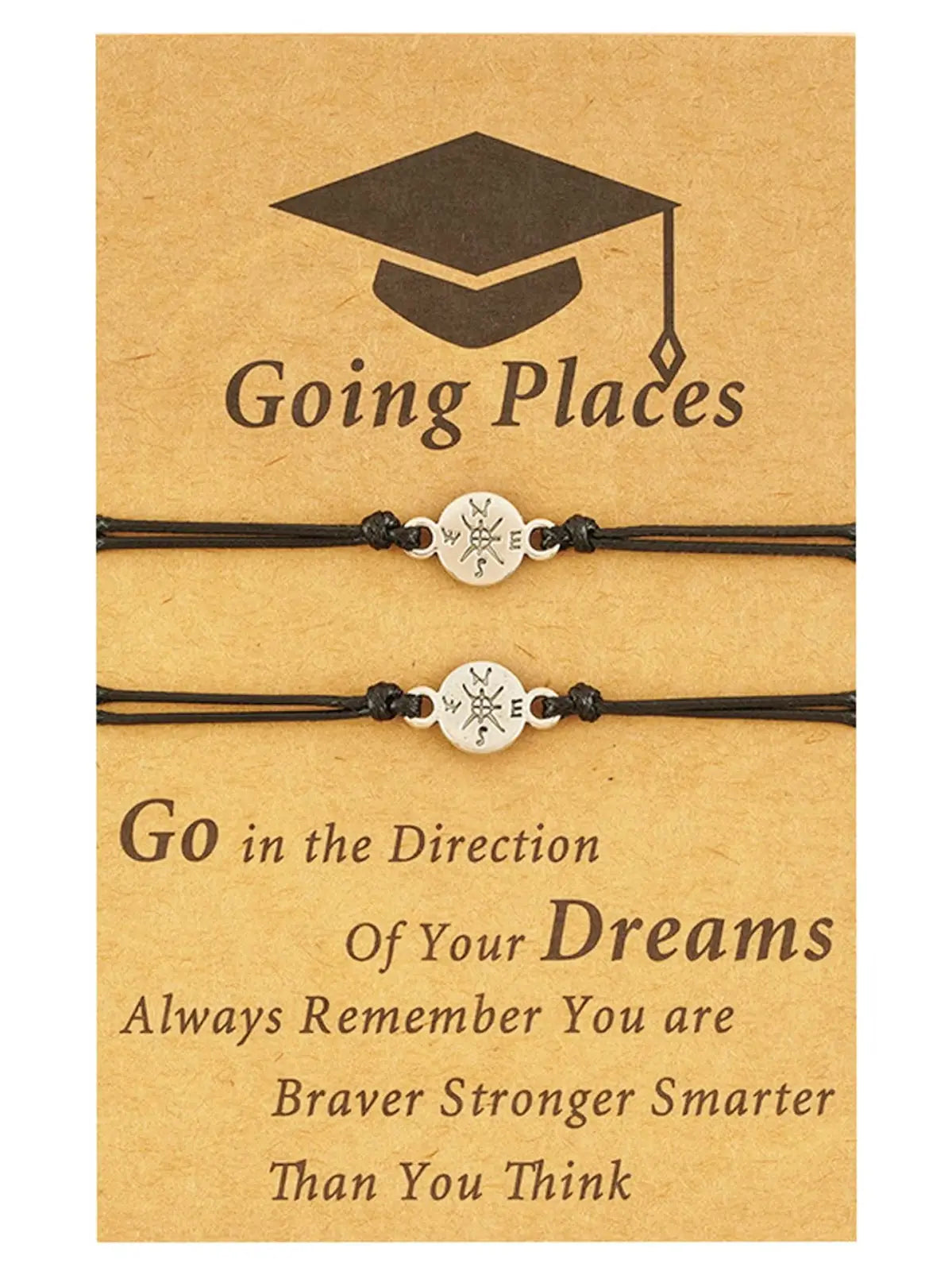 Compass Charm Graduation Adventure Cord Bracelet