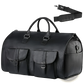 Convertible Leather Travel Garment Bag with Shoe Pocket