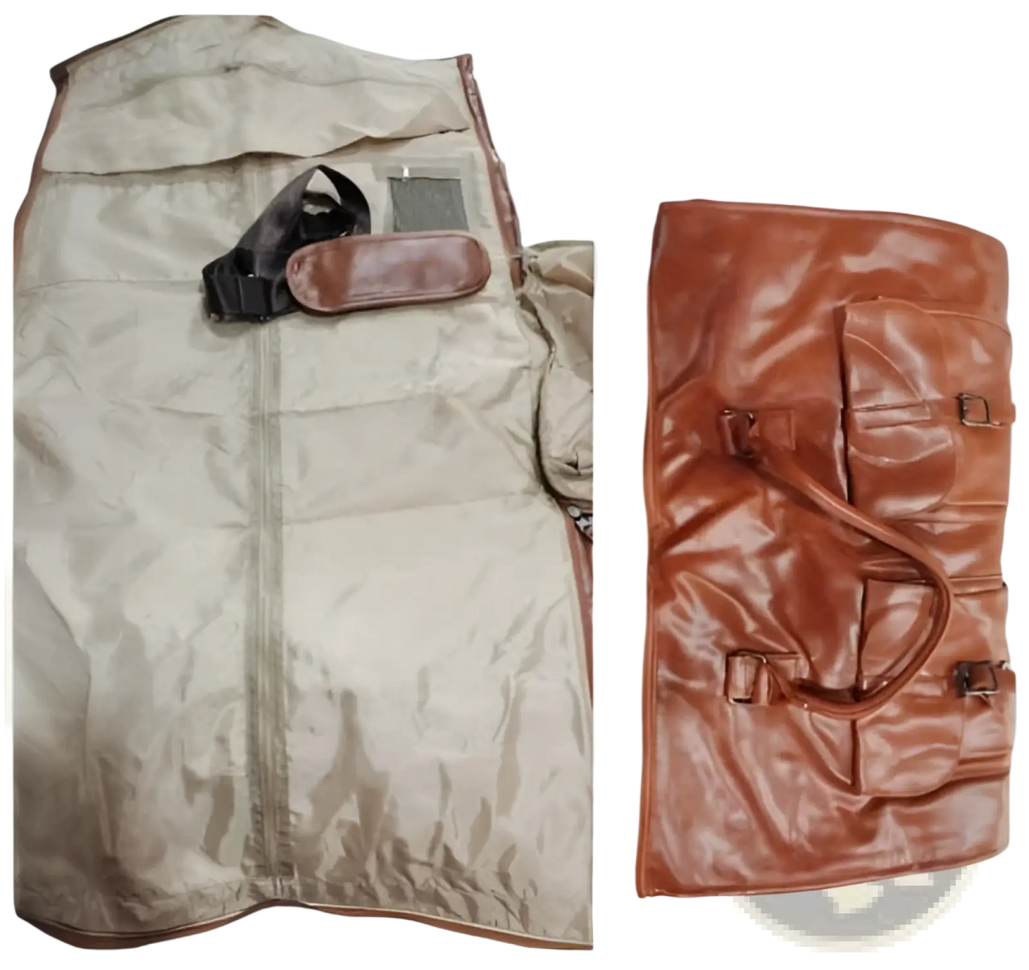 Convertible Leather Travel Garment Bag with Shoe Pocket