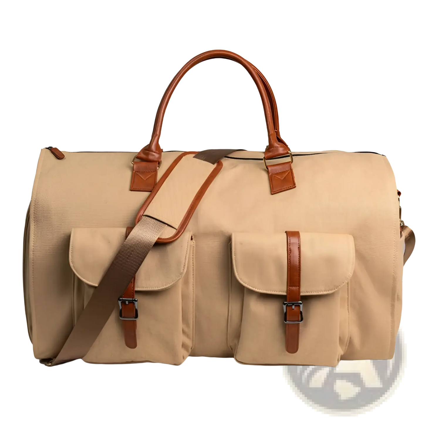 Convertible Leather Travel Garment Bag with Shoe Pocket