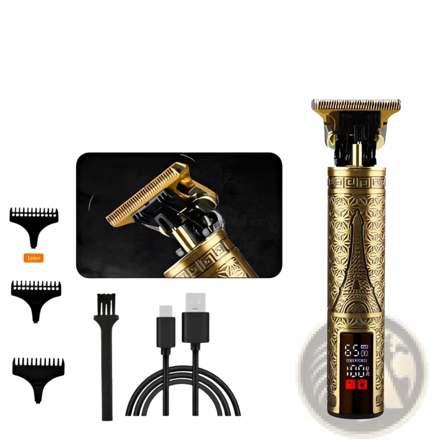 Cordless Hair Clippers Professional Gold Barber Trimmer