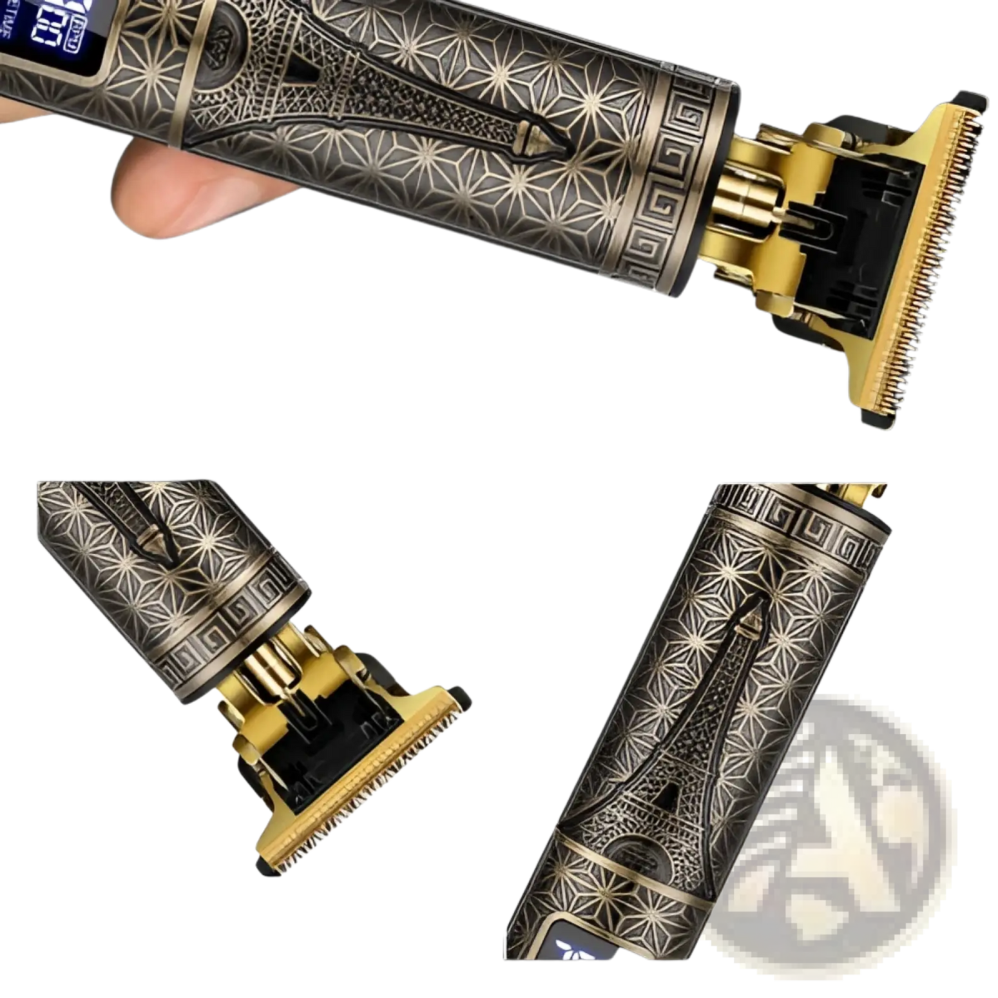 Cordless Hair Clippers Professional Gold Barber Trimmer