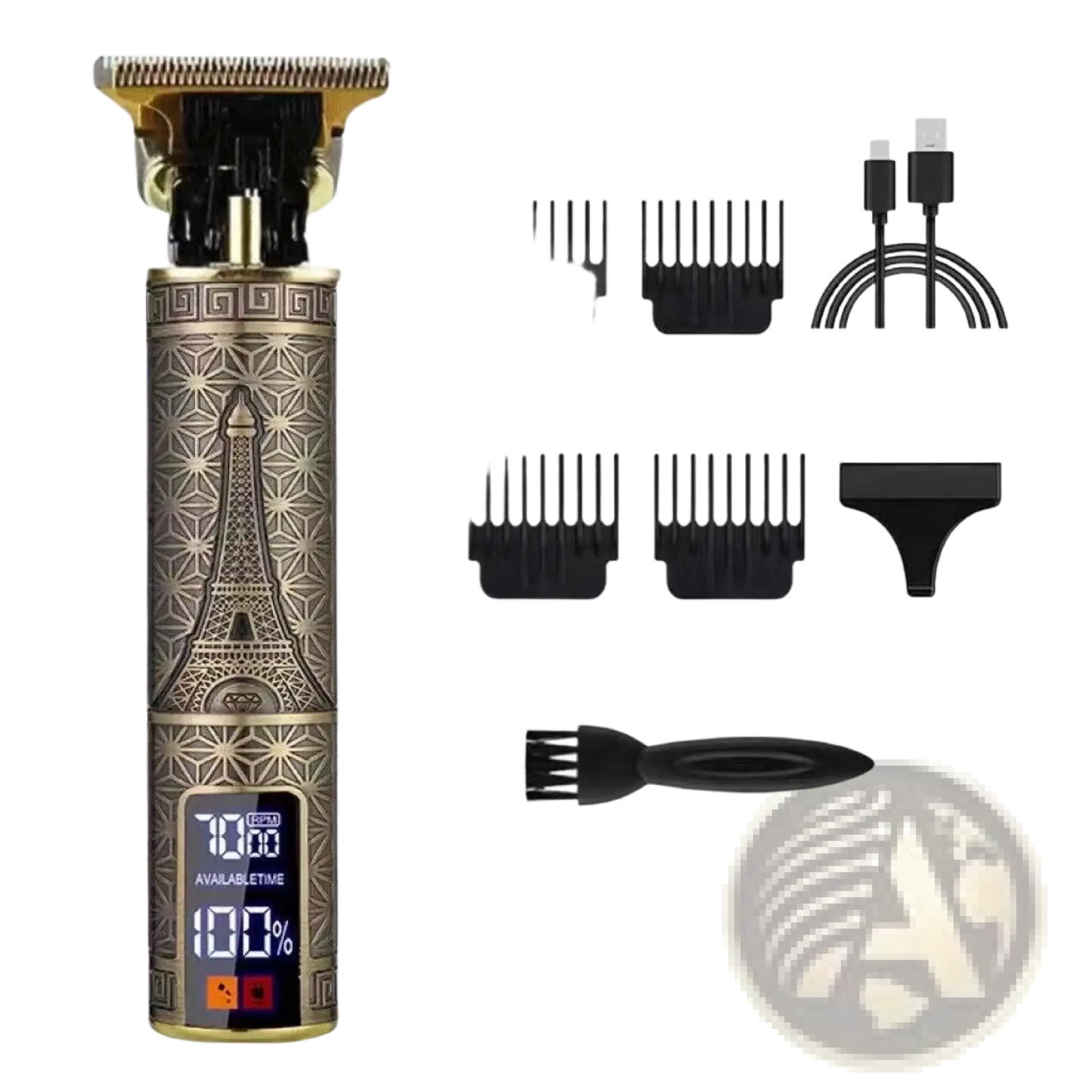 Cordless Hair Clippers Professional Gold Barber Trimmer