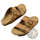 Cork Footbed Leather Two Strap Sandals