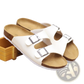 Cork Footbed Leather Two Strap Sandals
