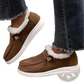 Cotton Flat Winter Shoes Warm Fur Corduroy Loafers