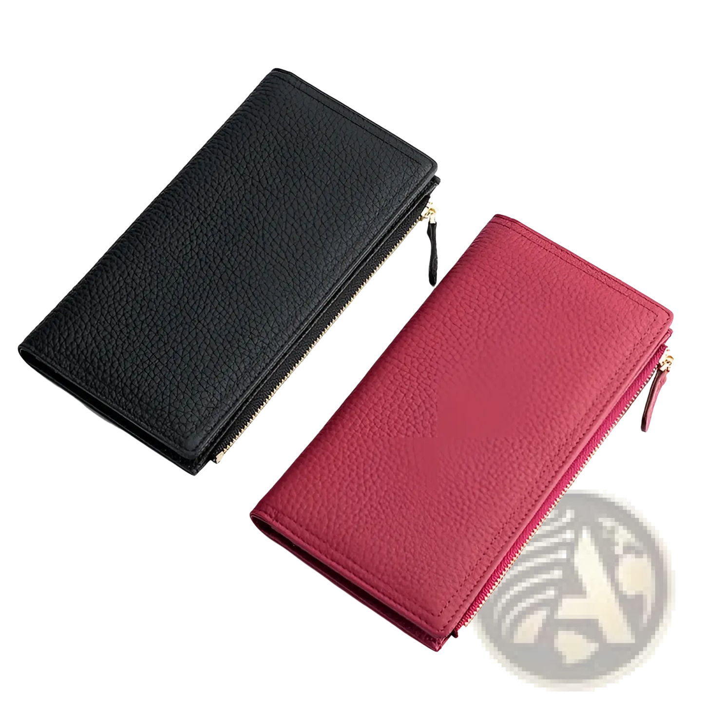 Cowhide Leather Anti Theft Rfid Long Zip Wallet